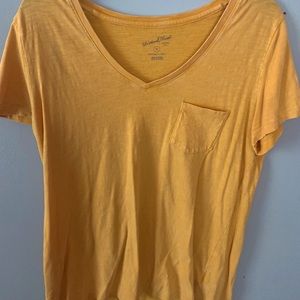 yellow/gold v-neck shirt